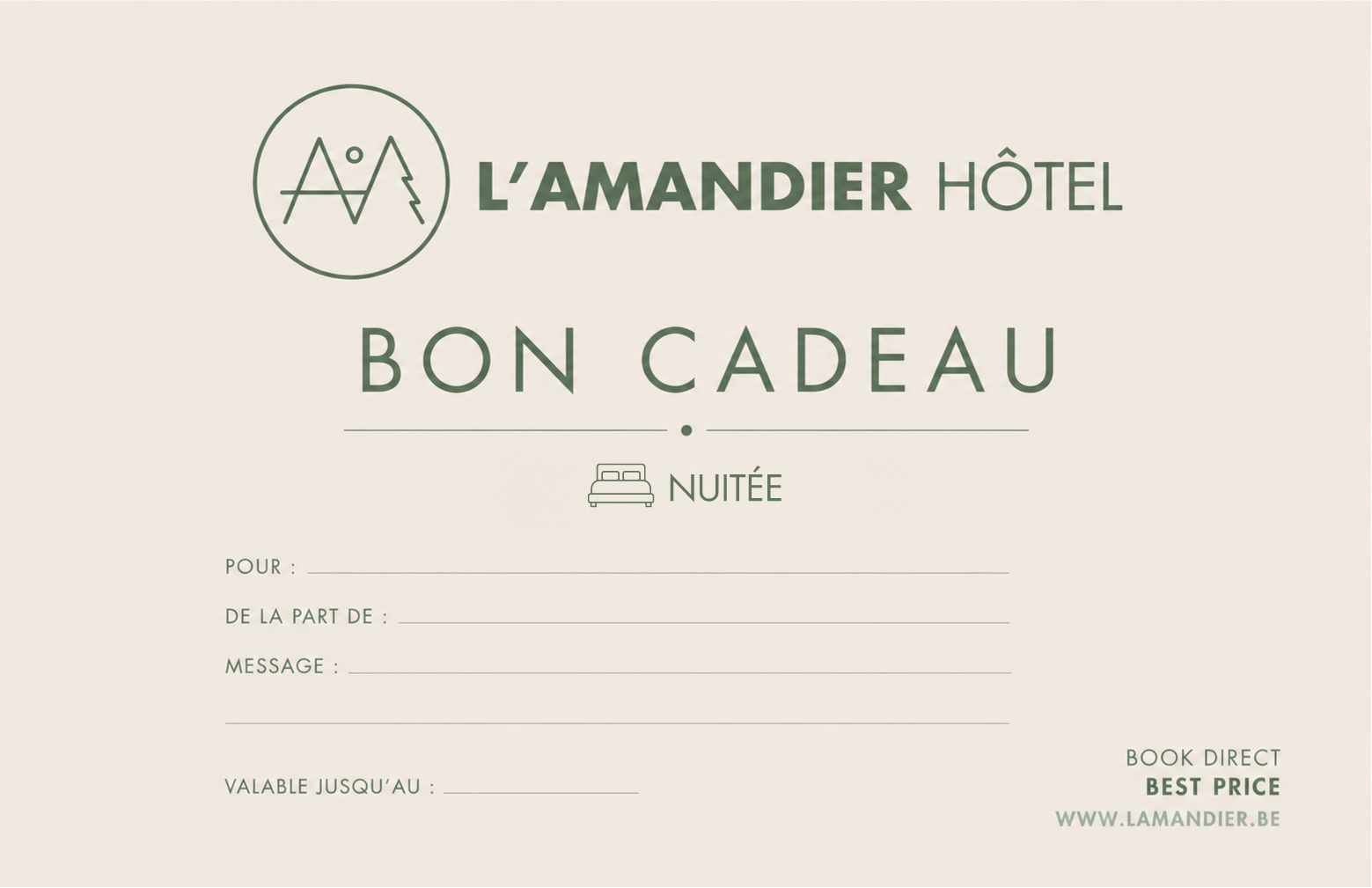 Visuel du bon — Bon Cadeau — Nuitée